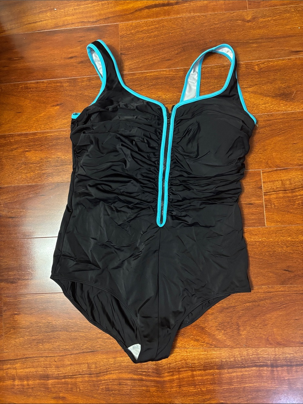 Amazon Black One-Piece Swimsuit with Teal Trim